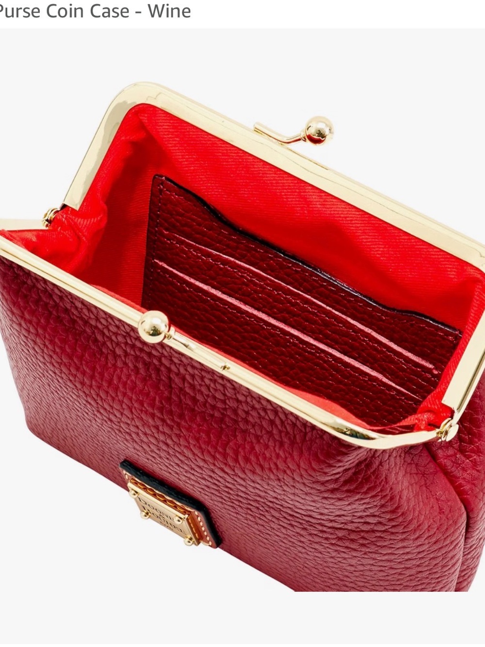 Dooney & Bourke Wine Red Pebble Leather Kiss-Lock Coin Purse Wallet NWOT - Picture 4 of 7